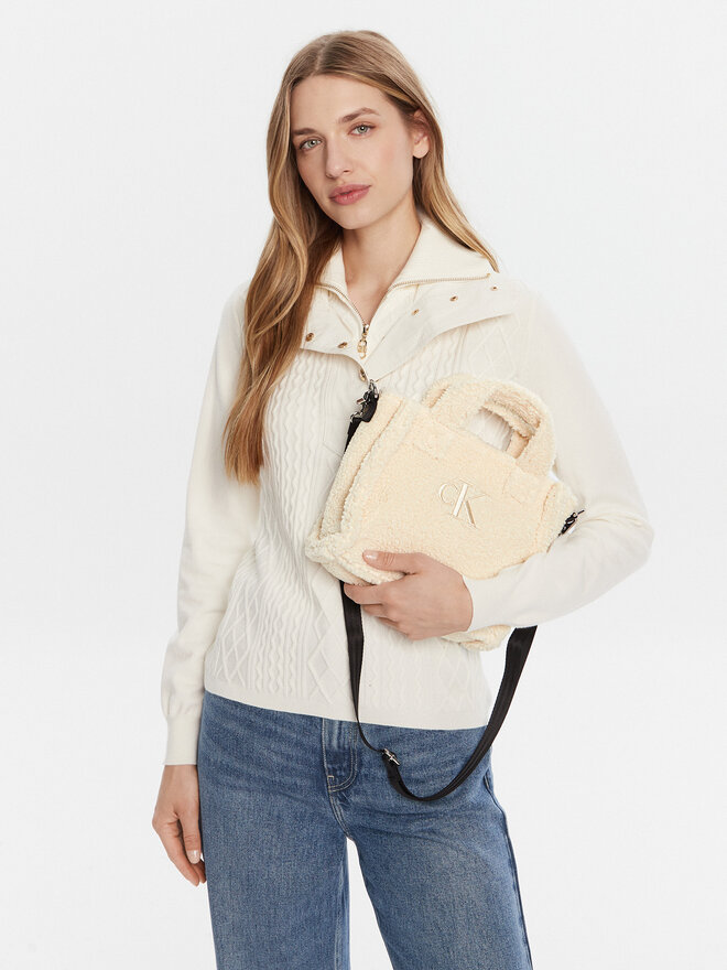 Calvin Klein Jeans Handtasche Calvin Klein Jeans Teddy Tote Bag IU0IU00355 Creme
