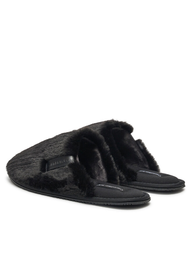 Calvin Klein Jeans Hausschuhe Calvin Klein Jeans Hotel Slipper Fur After Glow YW0YW01593 Schwarz