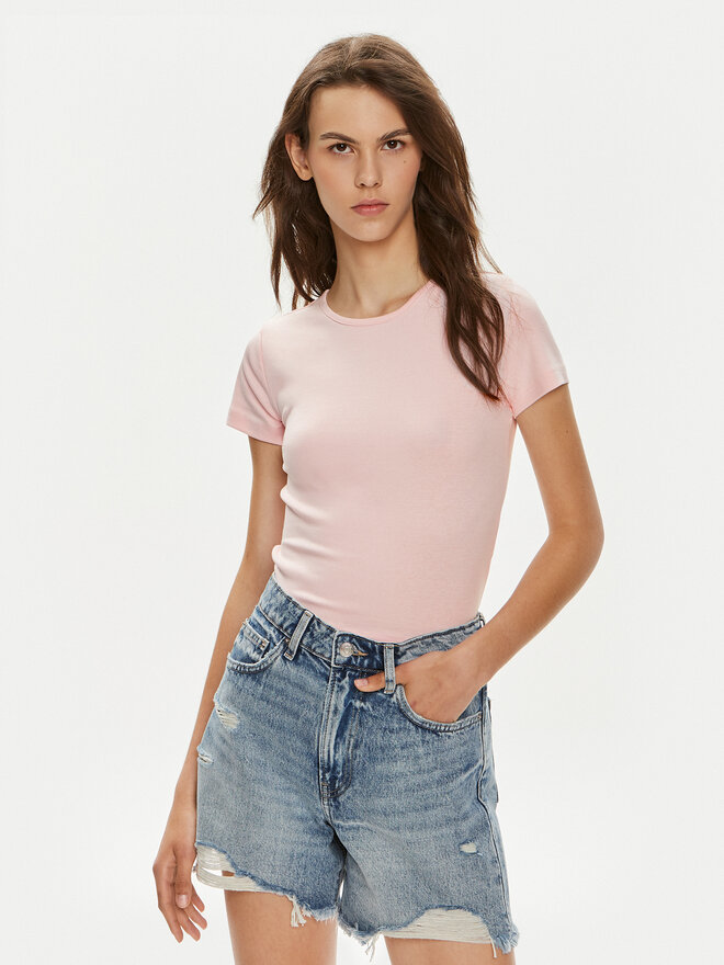 Gina Tricot Gina Tricot Camiseta Basic 17957 Rosa Slim Fit