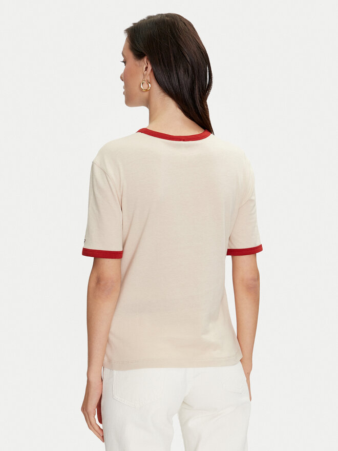 Tommy Hilfiger Tommy Hilfiger Футболка Varsity Ringer WW0WW42585 Бежевий Regular Fit