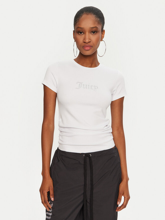 Juicy Couture Juicy Couture Camiseta Dot Ruched JCWCT24311 Blanco Slim Fit