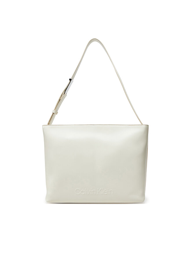 Calvin Klein Handtasche Calvin Klein Embossed Logo Medium Shopper K60K613172 Creme