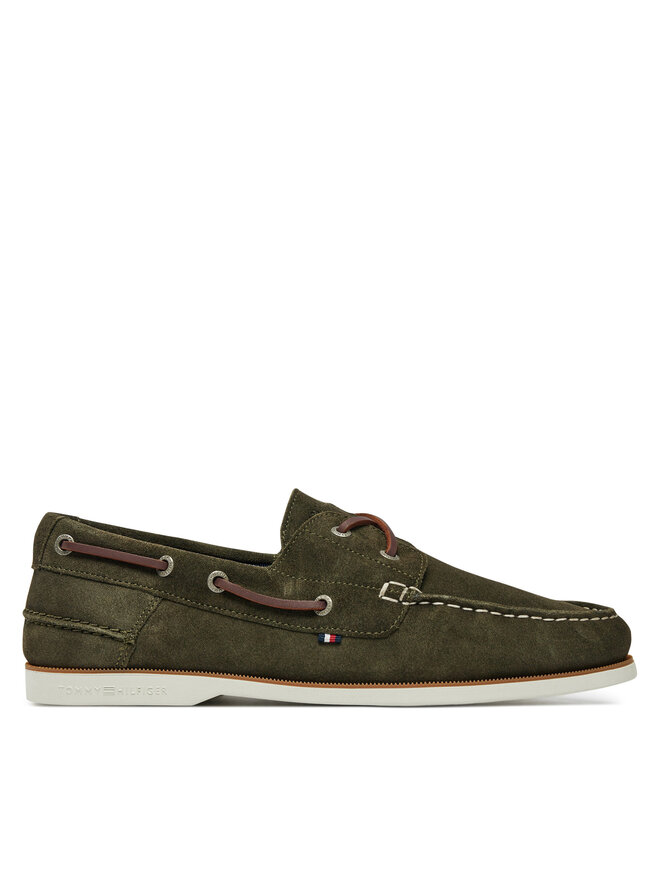 Tommy Hilfiger Pusbačiai Tommy Hilfiger Th Boat Shoe Core Suede FM0FM05387 Žalia