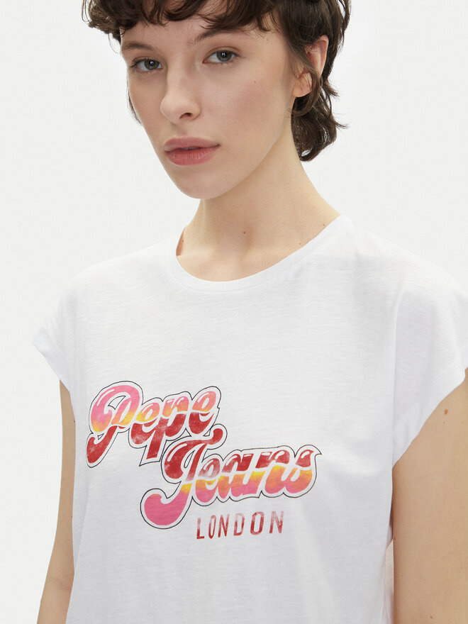 Pepe Jeans Pepe Jeans Marškinėliai Rosalie PL506033 Balta Regular Fit