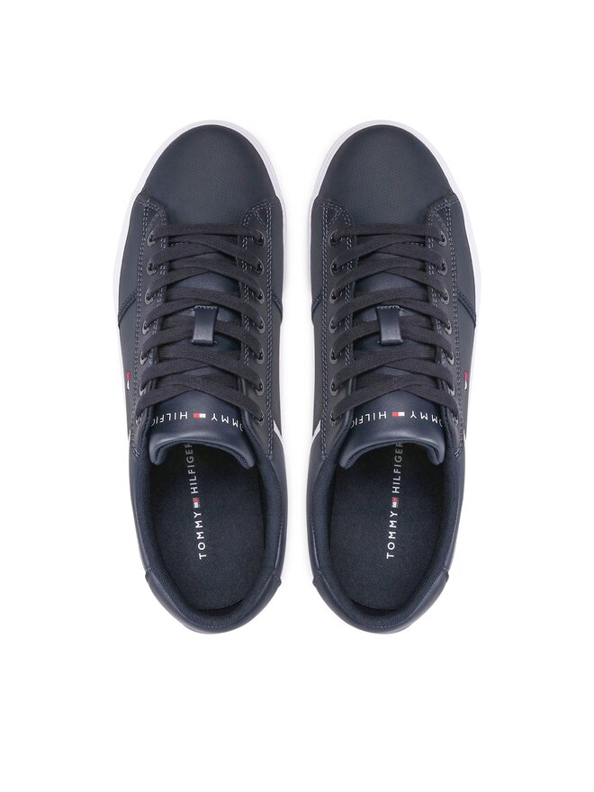 Tommy Hilfiger Sneakersy Tommy Hilfiger Iconic Leather Vulc Punched FM0FM04166 Tmavomodrá