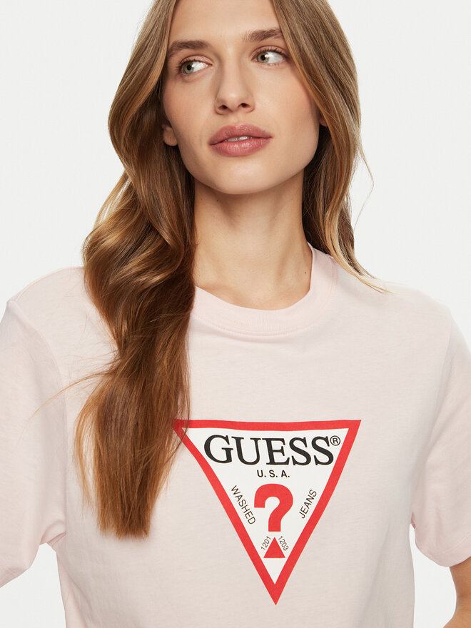 Guess Jeans Guess Jeans Marškinėliai W4YI73 K8HM0 Rožinė Regular Fit