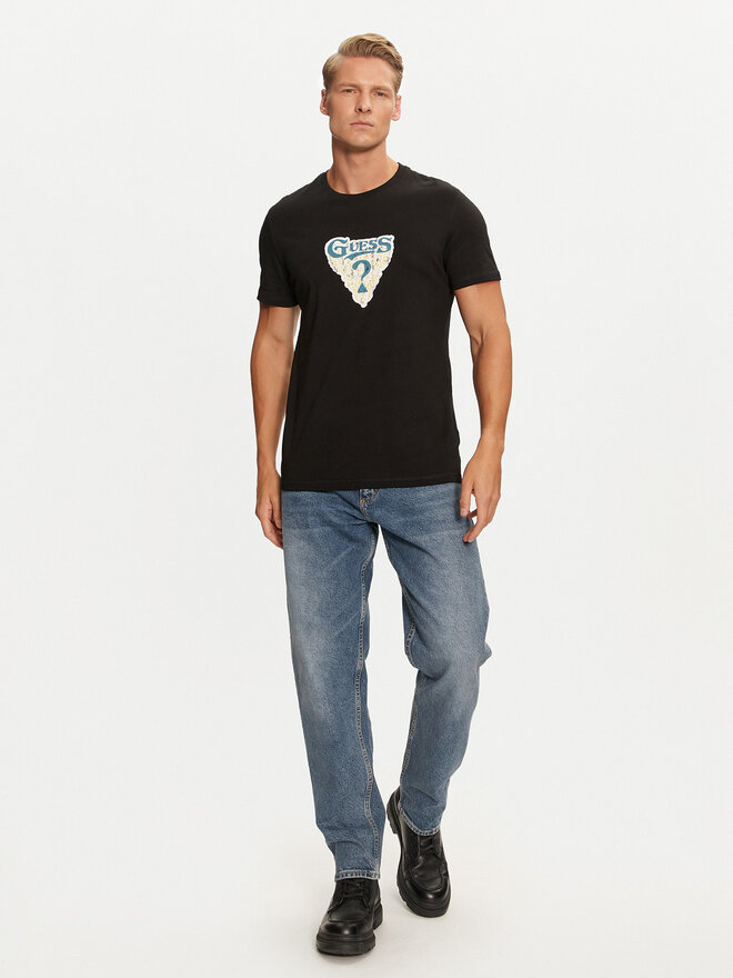 Guess Guess Marškinėliai M4BI44 I3Z14 Juoda Slim Fit