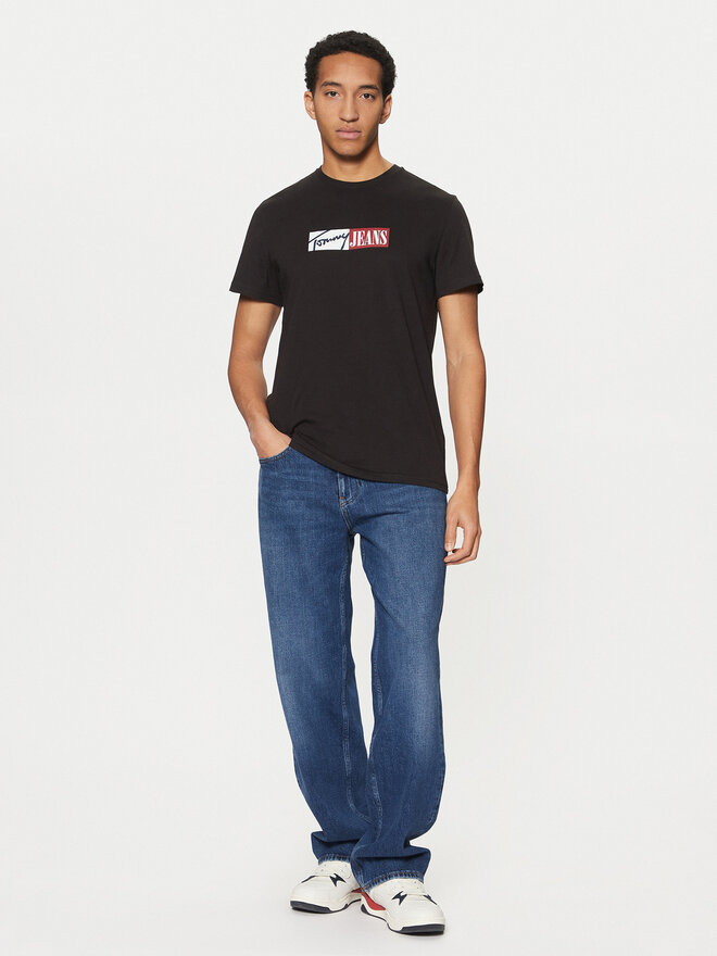 Tommy Jeans Tommy Jeans Majica Entry DM0DM20365 Črna Slim Fit