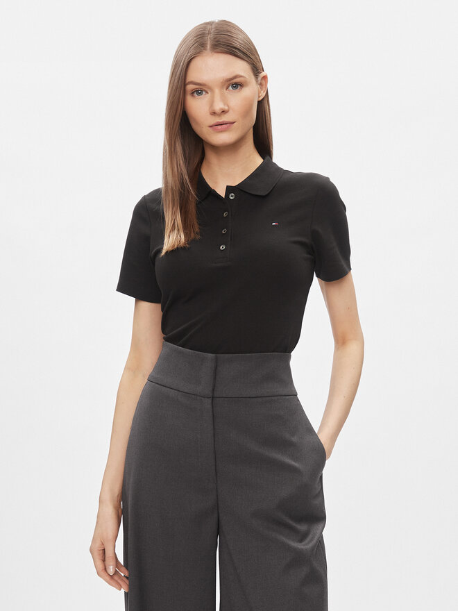Tommy Hilfiger Tommy Hilfiger Pólóing 1985 WW0WW42047 Fekete Slim Fit