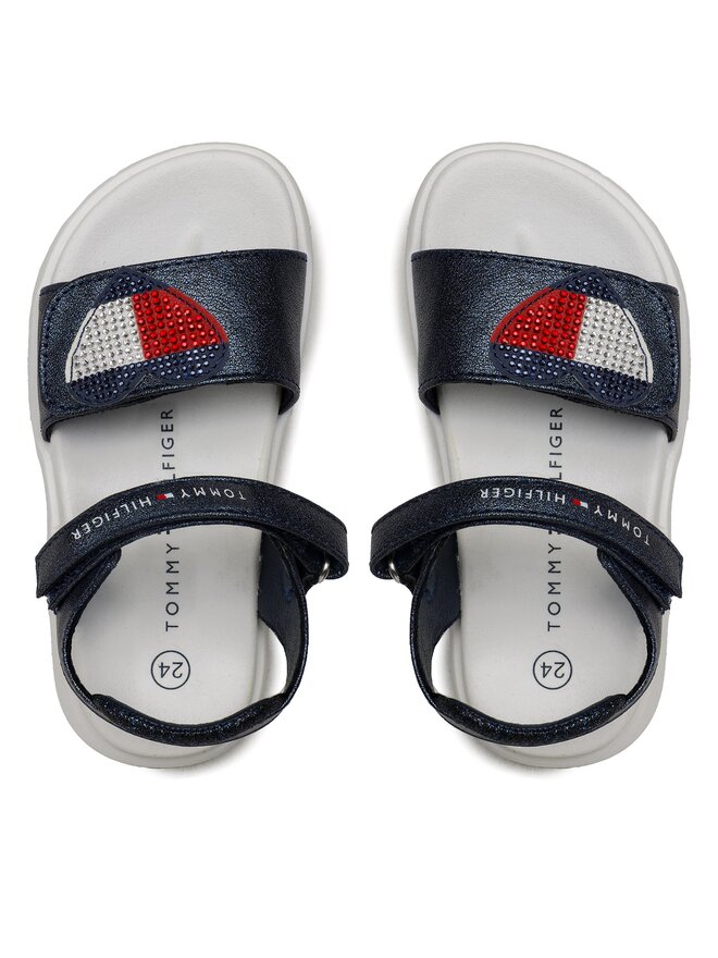 Tommy Hilfiger Σανδάλια Tommy Hilfiger Strass Heart Velcro Sandal T1A2-32752-1367 S Σκούρο μπλε
