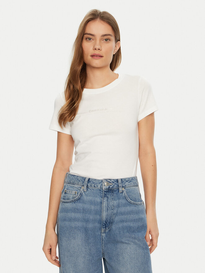 Calvin Klein Jeans Calvin Klein Jeans Camiseta Institutional Graphic J20J224990 Blanco Slim Fit