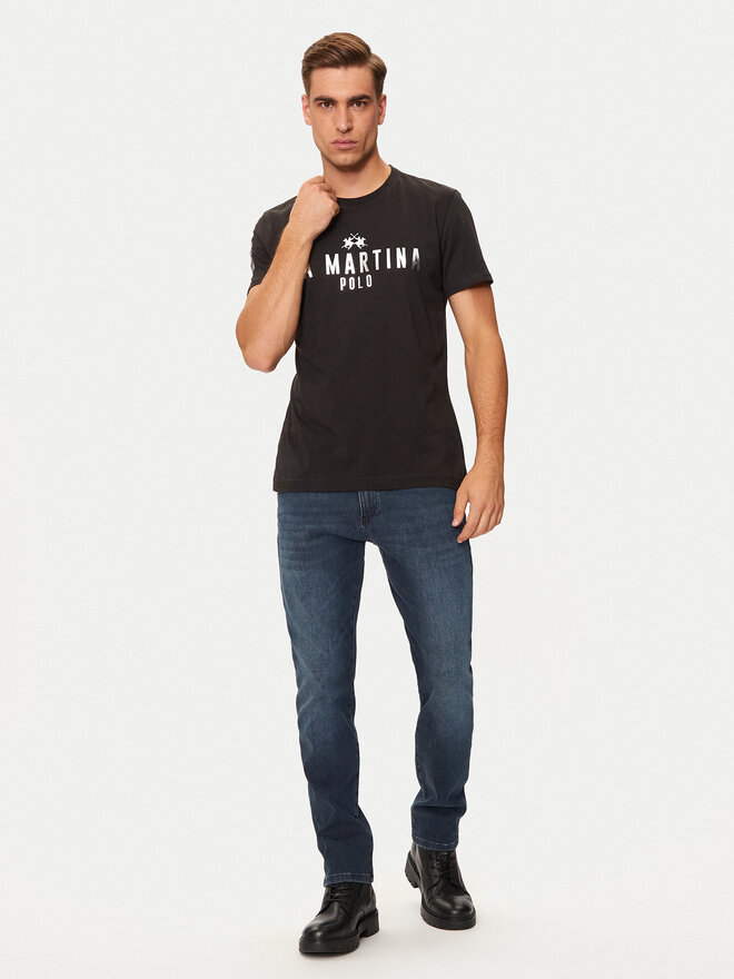 La Martina La Martina Marškinėliai ZMR322 JS206 Juoda Regular Fit