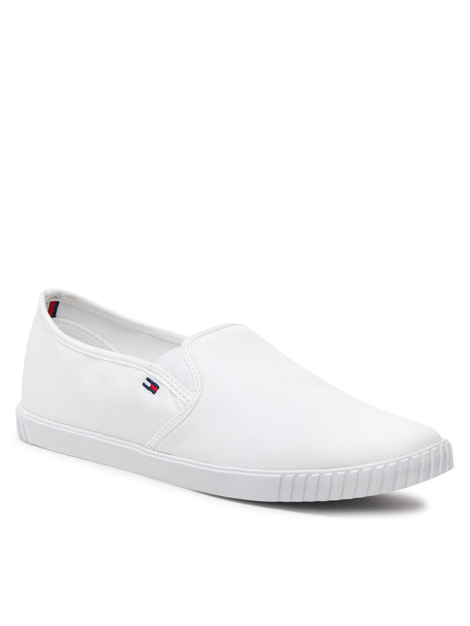 Tommy Hilfiger Tenisówki Tommy Hilfiger Canvas Slip-On Sneaker FW0FW07806 Biały