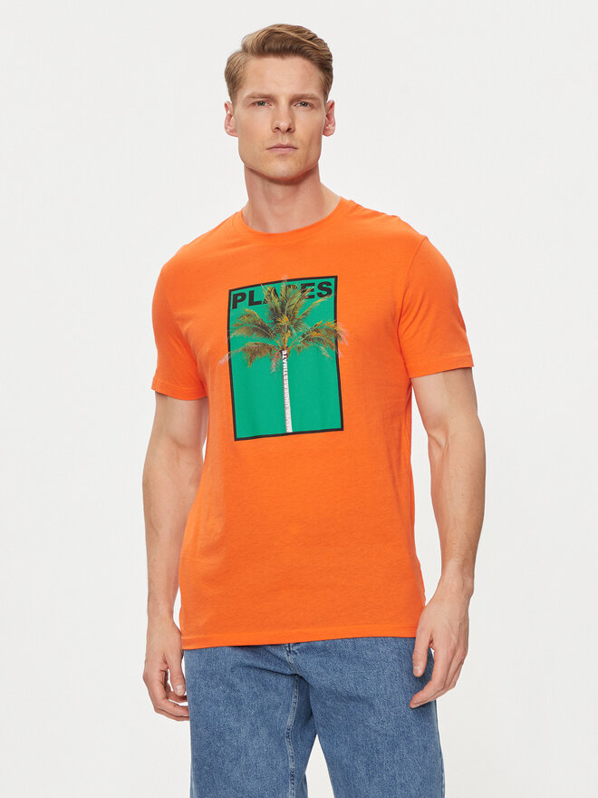 United Colors Of Benetton United Colors Of Benetton Marškinėliai 3P7XU108X Oranžinė Regular Fit
