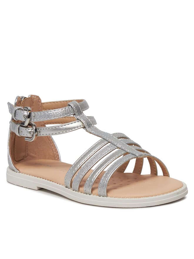 Geox Sandále Geox J Sandal Karly Girl J7235D 0QDAJ C1007 S Strieborná