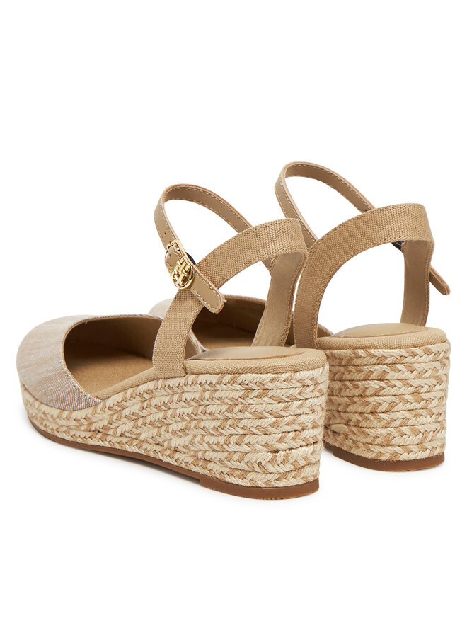 Tommy Hilfiger Espadryle Tommy Hilfiger Chambray Mid Wedge Espad FW0FW08477 Beżowy