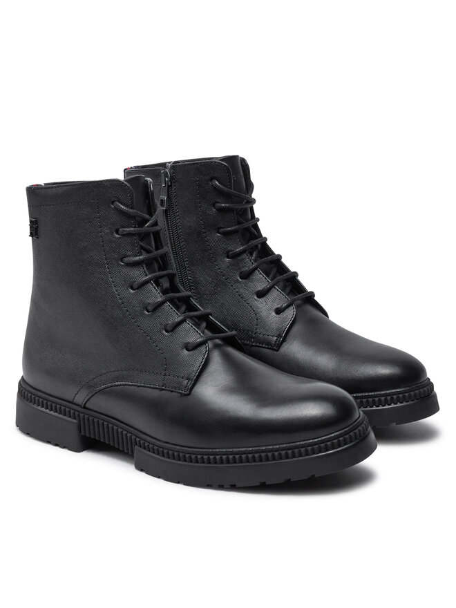 Tommy Hilfiger Čižmy Tommy Hilfiger Comfort Tl Texture Lth Boot FM0FM05182 Čierna