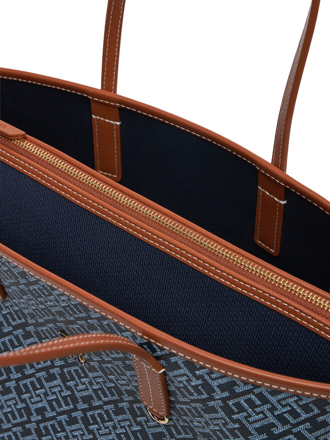 Tommy Hilfiger Bolso Tommy Hilfiger Th Monoplay Leather Tote AW0AW17416 Azul marino