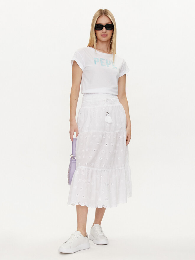 Pepe Jeans Pepe Jeans Marškinėliai Janet PL505836 Balta Regular Fit