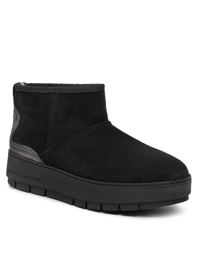 Tommy Hilfiger Schneeschuhe Tommy Hilfiger Metallic Suede Snowboot FW0FW07850 Schwarz