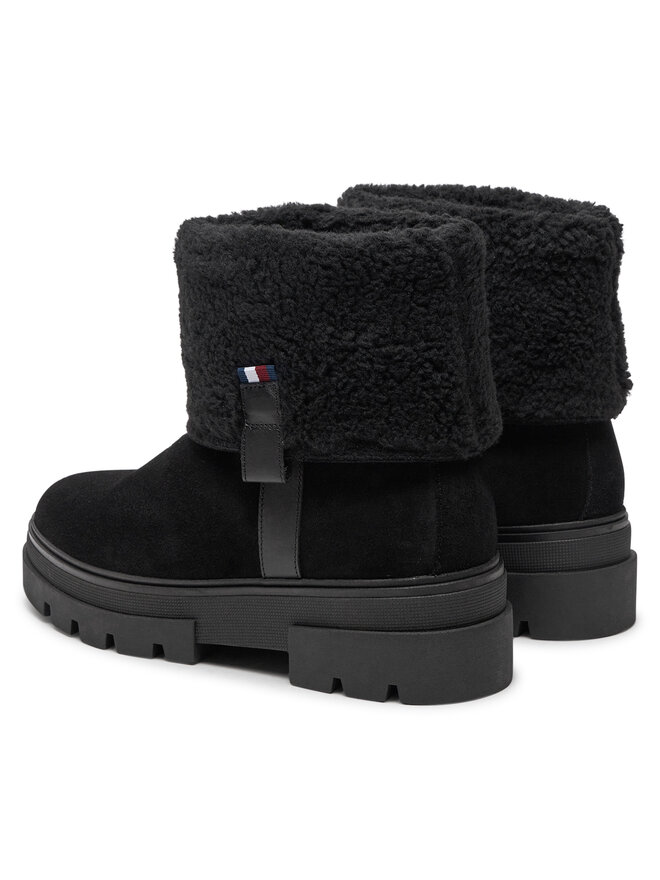 Tommy Hilfiger Μποτάκια Tommy Hilfiger Faux Fur Suede Roll-Down Boot FW0FW08158 Μαύρο