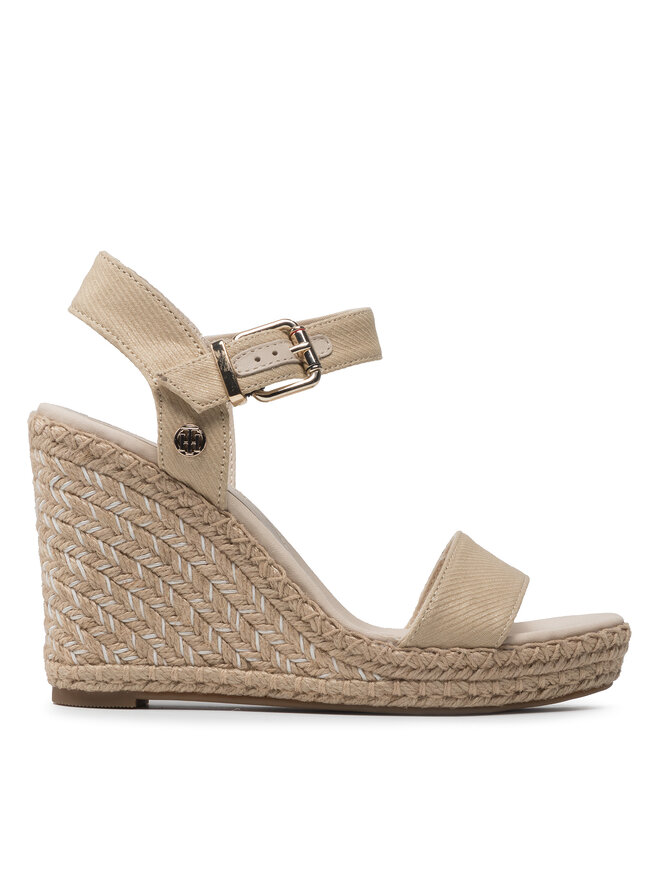 Tommy Hilfiger Espadrile Tommy Hilfiger Shiny Touches High Wedge Sandal FW0FW06180 Bež