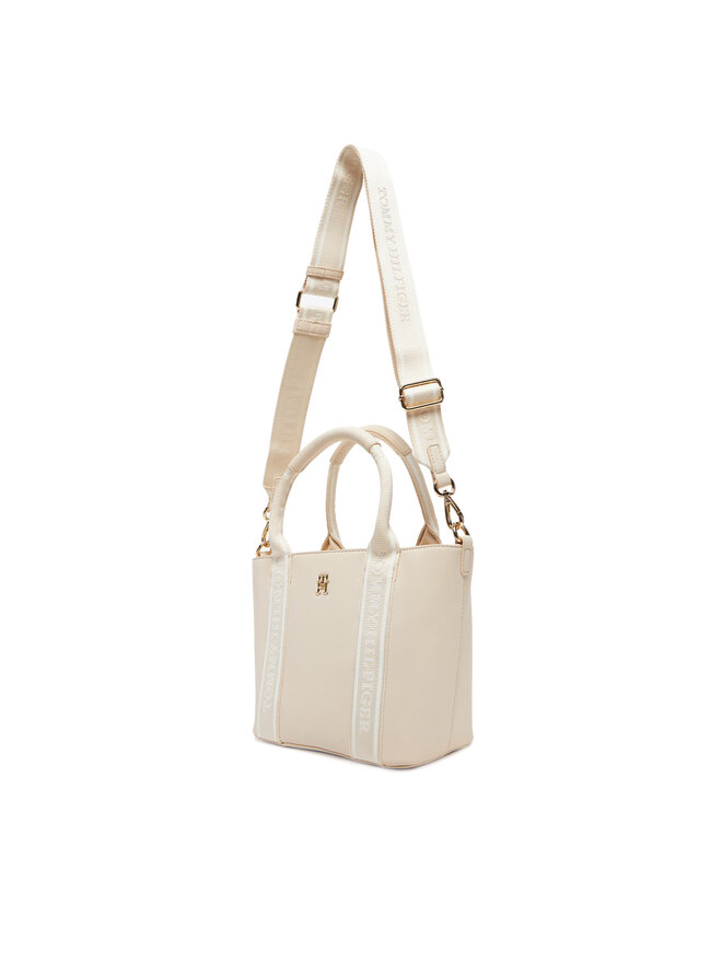 Tommy Hilfiger Bolso Tommy Hilfiger Th Logotape Mini Tote AW0AW17201 Écru