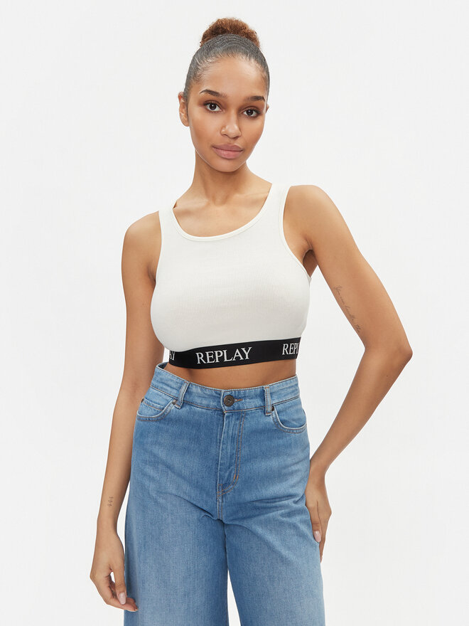 REPLAY Replay Felső W3782C.000.23687P Ekru Slim Fit