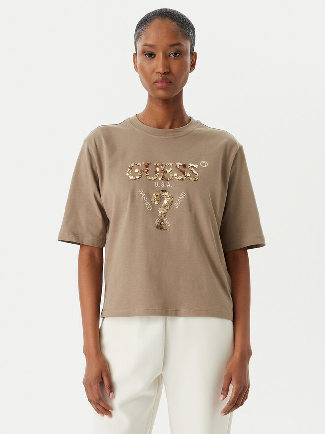 Guess Guess T-Shirt V4YI06 I3Z14 Beige Regular Fit