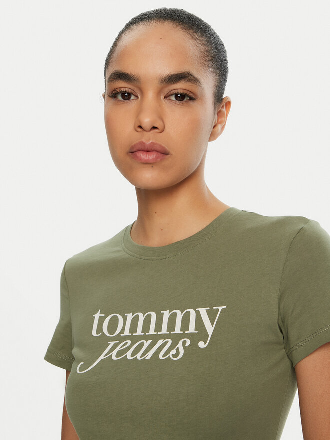 Tommy Jeans Tommy Jeans Marškinėliai Essential DW0DW19447 Žalia Slim Fit