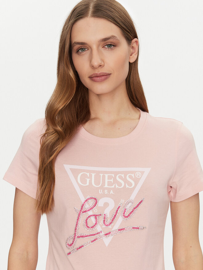 Guess Guess Marškinėliai W5GI05 I3Z14 Rožinė Regular Fit