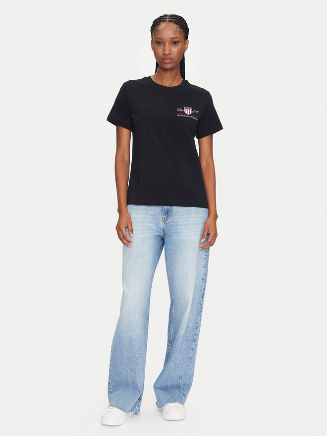 Gant Gant T-Shirt Bisiklet Yaka 4200277 Μαύρο Regular Fit
