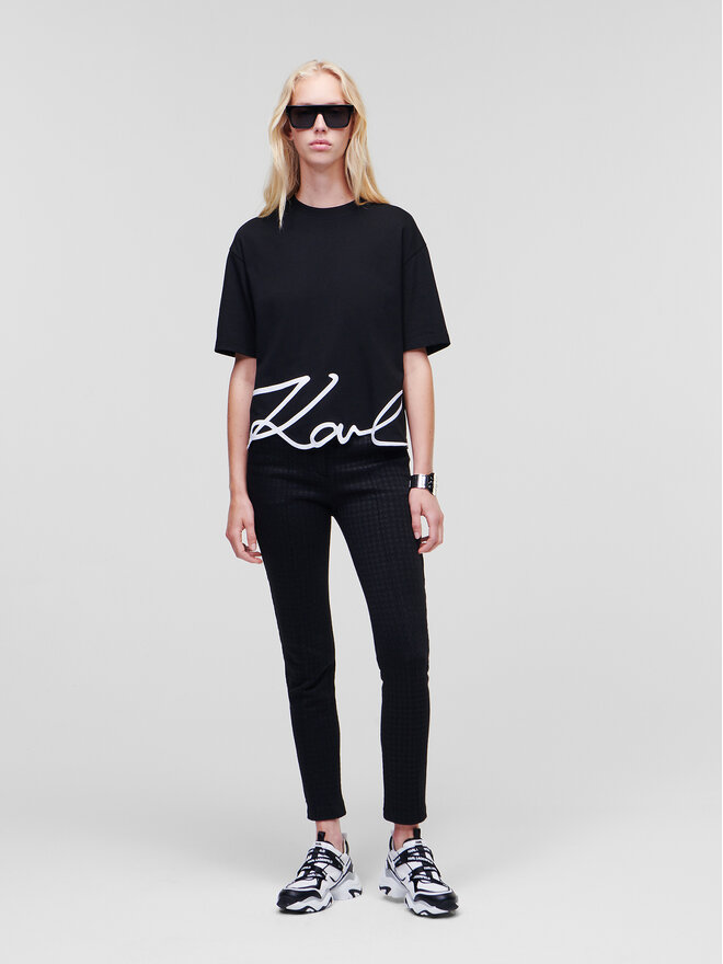 KARL LAGERFELD KARL LAGERFELD T-Shirt Signature Hem 226W1703 Μαύρο Relaxed Fit