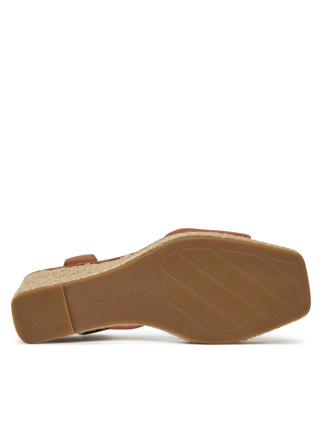 Tommy Hilfiger Espadryle Tommy Hilfiger Leather & Suede High Wedge Espad FW0FW08803 Brązowy