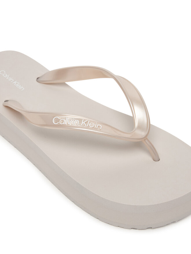Calvin Klein Zehentrenner Calvin Klein Flatform Flip Flop Met Tpu HW0HW03120 Silberfarben