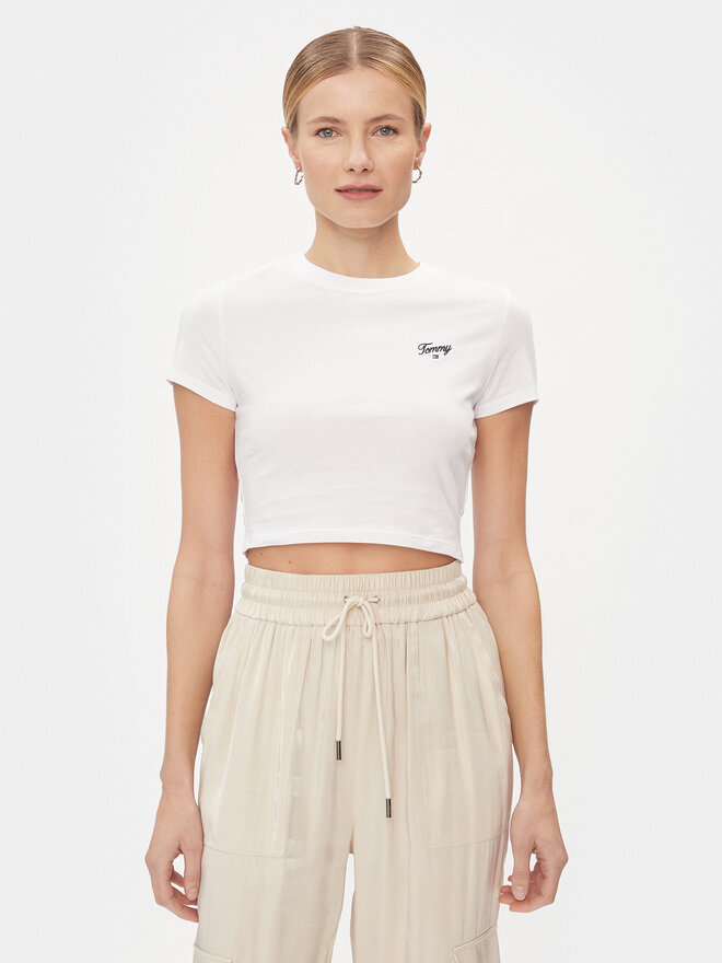 Tommy Jeans Tommy Jeans Marškinėliai Script DW0DW17366 Balta Slim Fit