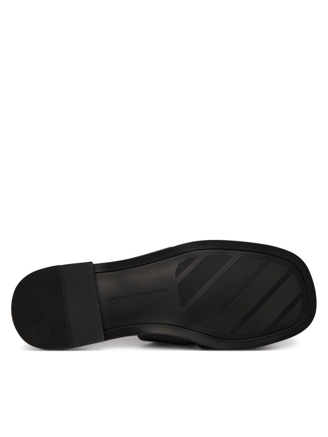Tommy Hilfiger Pantoletten Tommy Hilfiger Leather Crest Square Toe Sandals FW0FW09126 Schwarz