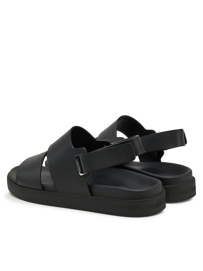 Calvin Klein Sandały Calvin Klein Flat Adj Sandal Eyelet HW0HW02488 Czarny