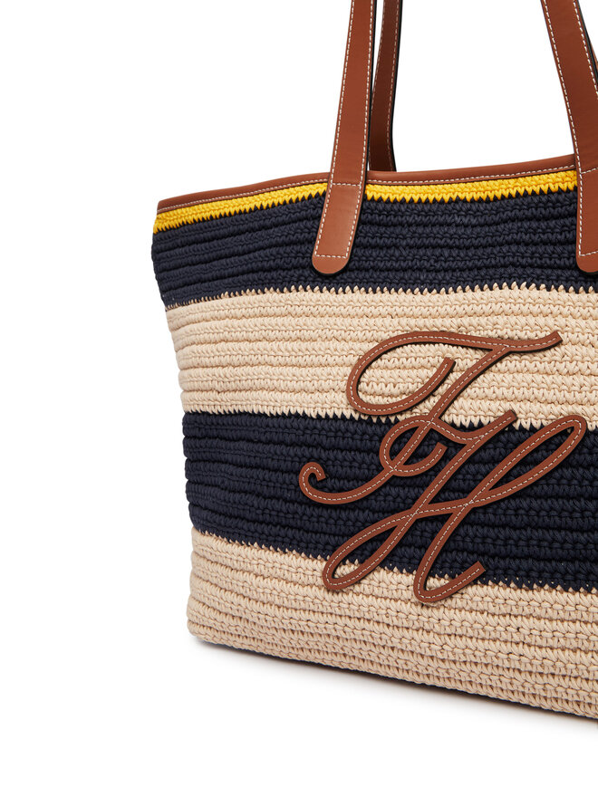 Tommy Hilfiger Handtasche Tommy Hilfiger Th Nautical Tote Crochet Str AW0AW18816 Bunt