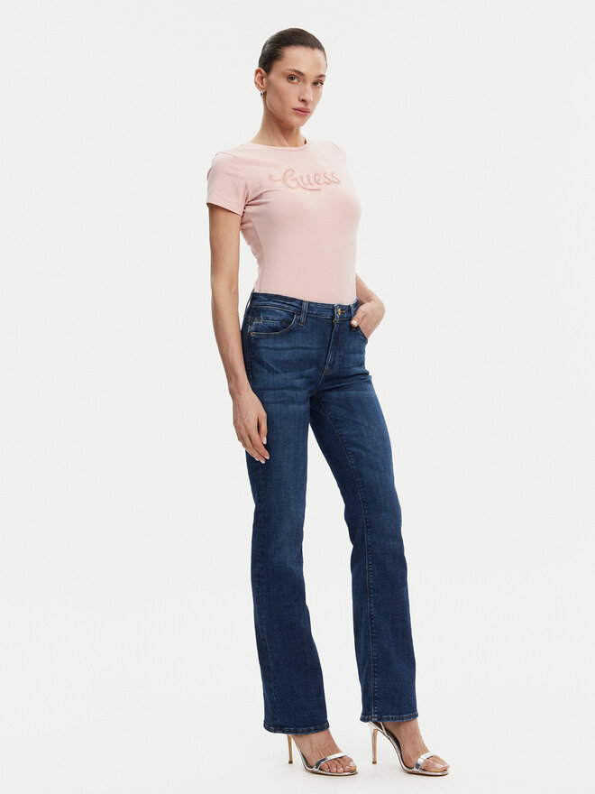 Guess Guess Póló W5GI47 KA0Q1 Rózsaszín Slim Fit
