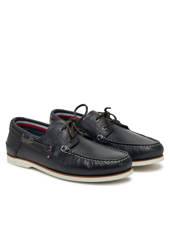 Tommy Hilfiger Pantofi Tommy Hilfiger Th Boat Shoe Core Lth FM0FM05569 Bleumarin
