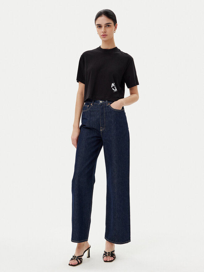 Karl Lagerfeld Jeans Karl Lagerfeld Jeans Marškinėliai A2W17076 Juoda Cropped Fit