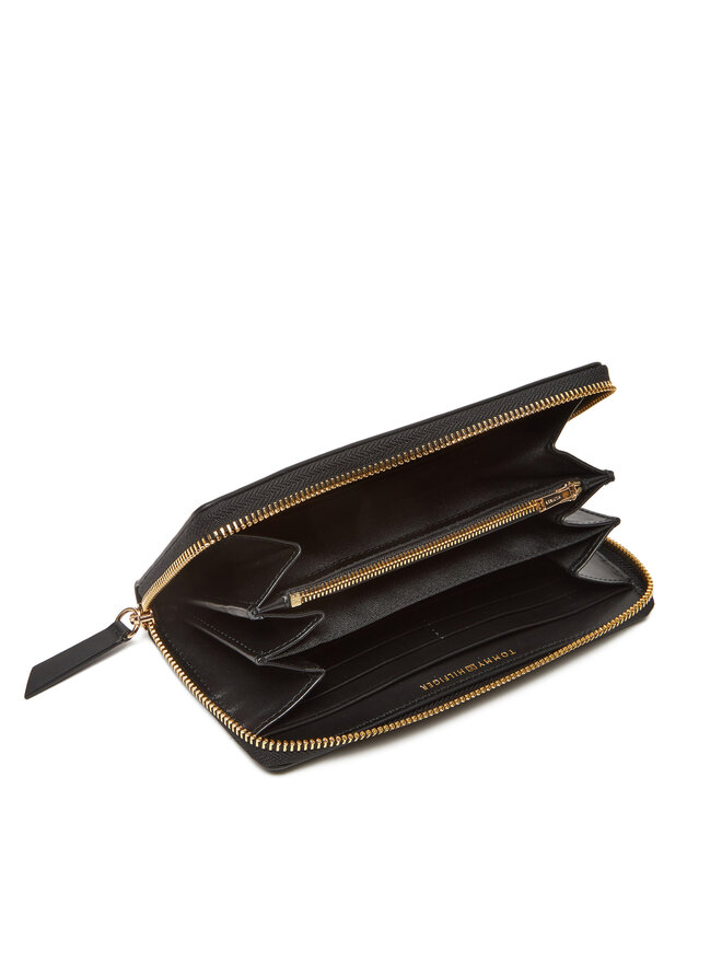 Tommy Hilfiger Liels vīriešu maks Tommy Hilfiger Th Leather Slg Lrg Za AW0AW17498 Melns