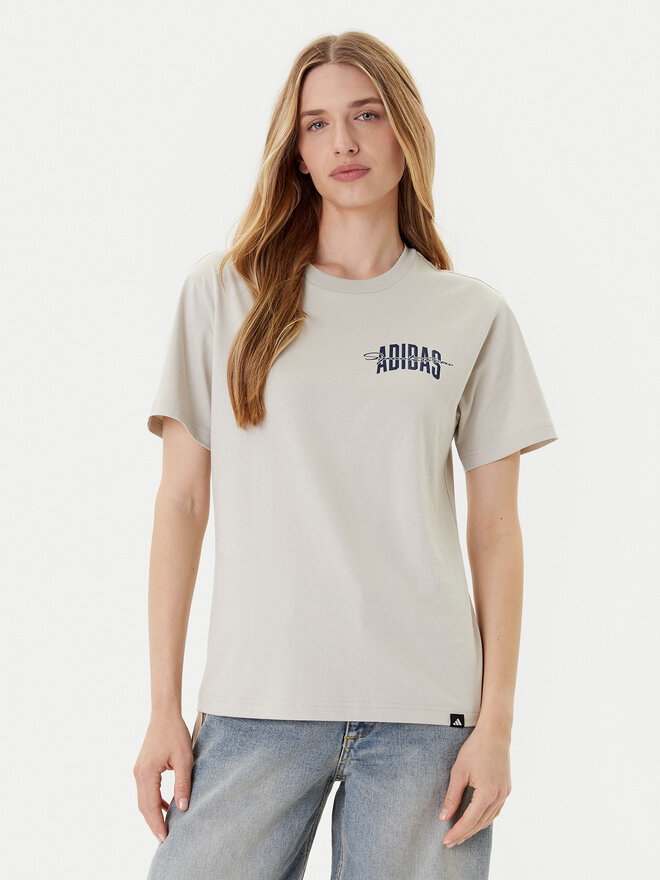 adidas adidas T-Shirt Collegiate Graphic JM4348 Beige Regular Fit