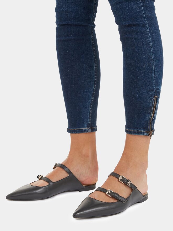 Tommy Hilfiger Чехли Tommy Hilfiger Th Pointy Leather Mule FW0FW07722 Черен
