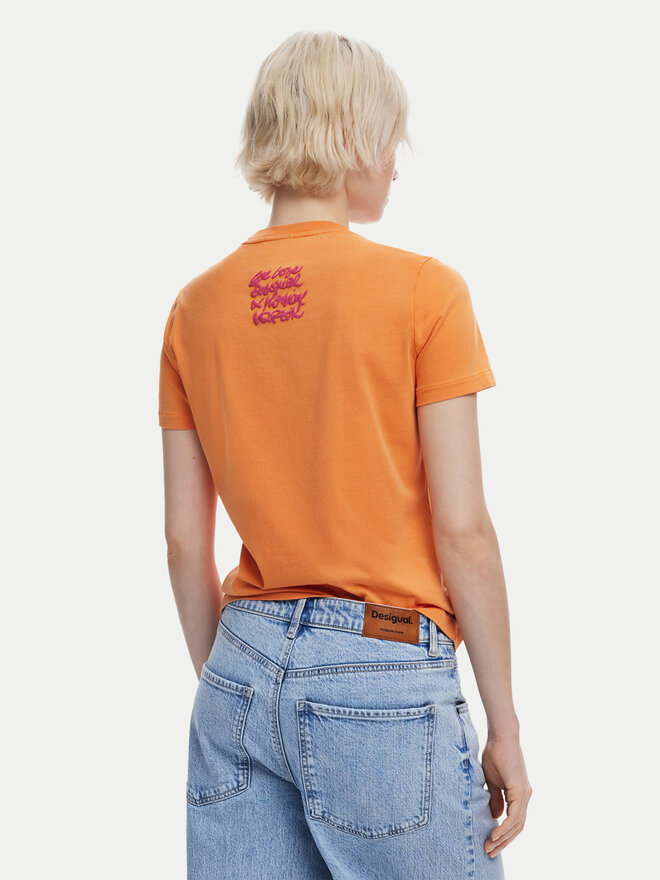 Desigual Desigual Camiseta Botanical 25SWTK48 Naranja Slim Fit