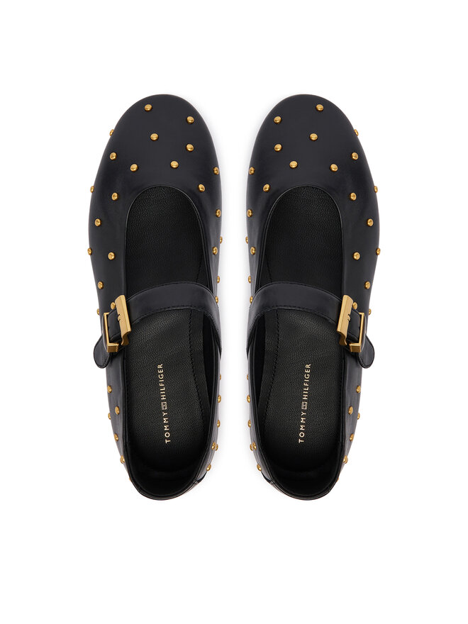 Tommy Hilfiger Ballerinas Tommy Hilfiger Th Buckle Leather Stud Ballerina FW0FW09541 Schwarz