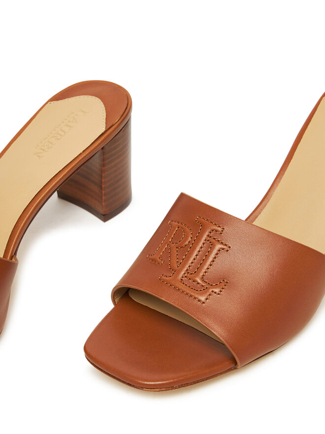 LAUREN RALPH LAUREN Pantoletten LAUREN RALPH LAUREN Everley Block-Heel 802974364002 Braun