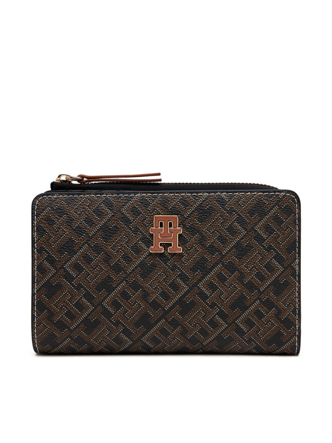 Tommy Hilfiger Velká dámská peněženka Tommy Hilfiger Th Monoplay Leather Med 7 Wallet AW0AW17417 Černá