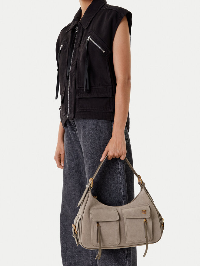 PINKO Handtasche PINKO Cargo Bag Maxi PE 25 PLTT 104507 A29N Grau